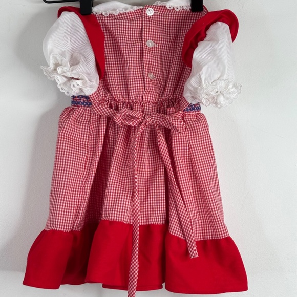VTG 90s Smocked Dress 2T Toddle Time Short Sleeve Cottage Classic Xmas Holiday - Picture 3 of 8